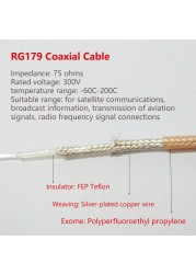 RG179 Cable Connector Wire RG-179 RF Coax Coaxial Cable 75 ohm 10m 20m 30m 50m 100m