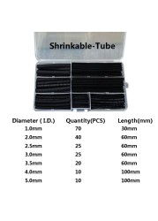 Heat Shrinkable Tube 200pcs/set 1mm 2mm 2.5mm 3mm 4mm 5mm Tubing Sleeving Wrap Wire Cable Kit Cable Casing