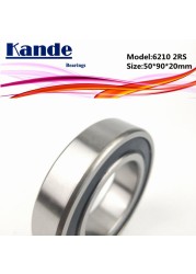 Kande 6210RS 1pc ABEC-5 6210 2RS Single Row Deep Groove Ball Bearing 50x90x20mm High Quality 6210RZ