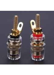 2pcs amplifier gold-plated speaker binding posts oxidation resistance brass terminal with transparent shell for banana plug 4mm