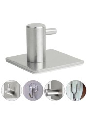 TEVR 5pcs Bathroom Hooks For Kitchen Door Wall Hanger Wall Hooks Hanger Self Adhesive Robe Towel Hook 304 Stainless Steel