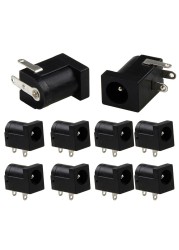 10pcs PCB Base 5.5 x 2.1mm Female DC Power Jack Plug Socket Connector Black