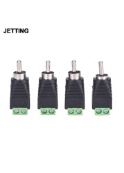 4pcs CCTV Phono RCA Male Plug to AV Terminal Connector Video AV Speaker Cable Wire to Audio Male RCA Connector Adapter