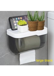 Wall Mount Tissue Holder Box Punch-Free Waterproof Toilet Paper Storage Rack Paper Towel Kitchen Bathroom Storage Box