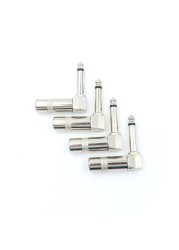 4pcs 1/4 inch 6.35mm L-shaped jack right angle male mono plug connector for guitar audio