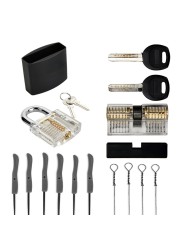 Supplier Locks Pick Tool Sets Transparent Visible Practice Lock Panels Kit With Broken Key Extractor Wrench Tool