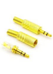 10pcs/lot Gold Plated 3.5mm Plug RCA Audio Connector RCA Audio Plug 3.5 Jack Stereo Headphone Double Track Headphone