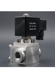 Normally Closed Solenoid Valve 304 Stainless Steel High Pressure Car Washer 0~300bar NC Water Valve 3/8"-1" NPT BSP 2 Way