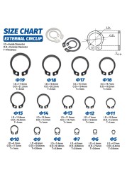 SANJODS C Clip External Circles Snap Retaining Rings Set Stainless Steel Alloy Steel C-Clip Snap Washers 5-19mm Assortment