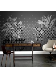 Custom 3D Murals Creative Art Mosaic Flowers Gray Wallpaper for Bedroom Living Room TV Sofa Background Wall Home Decor Non-woven