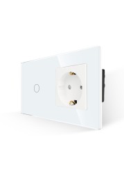 Bingoelec EU Standard Light switch 1Gang 1Way Touch Switch With 16A Germany Wall Socket Crystal Glass Panel sockets and switches