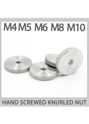 M4 M5 M6 M8 M10 M12 304 stainless steel knurled thumb nuts flat head hand knurled round screw nut hardware fasteners