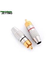 2pcs/set Gold RCA Plug Solder Audio Video Converter Connector Male to Male Adapter