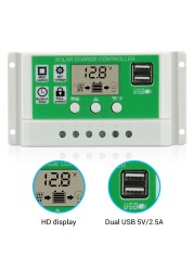 12V/24V10A20A30A Lithium Battery Solar Solar Controller Street Light Control Switch Dual USB Output