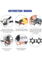 HX-50B Cable Lug Crimping Tool for Heavy Duty Wire Lugs, Battery Terminal, Copper Lugs AWG 8-1/0 with 60pcs Copper Insulated Terminals