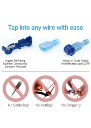 T-Tap Quick Electrical Cable Connectors, Waterproof Electrical Cable Terminals, Snap Lock, Crimp Connector