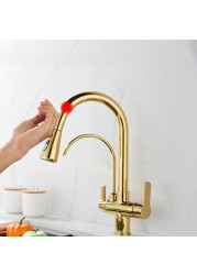 Smart Touch Filter Kitchen Mixer Tap Quality Brass Hot Cold Gold Kitchen Mixer Faucets Sensor Touch Pull Out Faucet Kitchen Tap