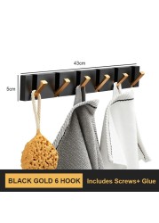 Foldable Towel Hanger Black Gold Clothes Rack Hanger Clothes Hook 2 Ways Installation Wall Hooks Wall Mounted Aluminum Kitchen Hook