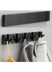 Black Golden Robe Hooks Folding Towel Hanger Screw Free Fitting Wall Hooks Coat Clothes Holder for Bathroom Back Door Hooks