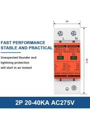 Household Surge Protection Device MCB AC 275V SPD 2P 20KA~40KA Surge Protection Device Lightning Protection Earth Protection