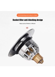 Stainless Steel Pop Up Bounce Core Basin Drain Filter Hair Catcher Deodorant Bath Stopper Kitchen Bathroom Sink Filter