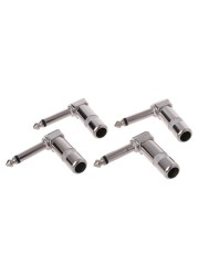 4pcs Right Angle 1/4" TS Mono Phone Plug Guitar Audio Connector 6.35mm Jack Male Mono Plug