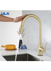 ULA Touch Kitchen Mixer Faucet Sensor Kitchen Faucet Crane Sink Mixer Rotate Kitchen Tap Pull Out Faucet With Sensor Gold Tap