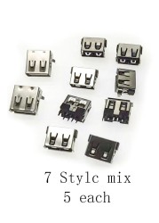 7 Types Female Series USB 2.0 DIP 4 Pin Type A 90 Direct Insert Data Charging Plug Jack Jack Connector Wire Adapter