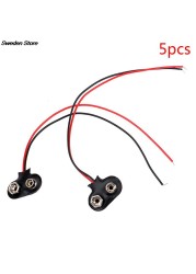 New 5pcs/lot 9V Battery Clips 15cm Black Red Connection Cable Connector Buckle