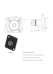 8pcs D-type Stereo Jack 3.5mm Female Socket Headphone Jack Panel Mount Classis Soldering Connector