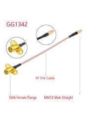 10pcs RG316 Coaxial Cable MMCX to SMA/RP-SMA Female Flange Panel Mount FPV Antenna Extension Cord for TBS Unite Pandark VTX