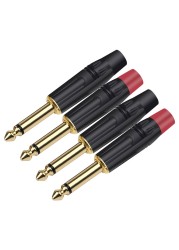 10pcs/lot Mono/Stereo Jack 6.35mm Male Plug Wire Connector Guitar Microphone MIC 6.3mm Plug Audio Connector Factory Wholesale