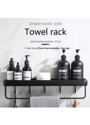 Bathroom Shelf No Drilling Organizer Shower Storage Rack Black Corner Wall Shelves Aluminum Toilet Shampoo Holder