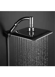 9 Inch Rotate 360 ​​Degree Bathroom Rainfall Shower Head ABS Chrome Water Saving Shower Extension Arm Hand Held Shower Head Thin