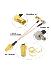 SMA Female to TS9 Male 90 Degree SMA Male 90 Degree Right Angle Y Type Splitter Combiner WiFi Antenna Extension Cable RG316 Pigtail Jumper