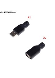 1pc Female Jack to USB 2.0 Male Plug/Female Jack 5V DC Power Plugs Connector Portable Adapter Black Color 5.5*2.1mm