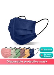 10/100pcs Morandi Masks Colorful New Design Printing Adult Mask 3-layer Non-woven Disposable Mouth Protection Maske Maske Cosplay