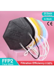 5 Layers Adult Multicolor Synthetic Fabric Face Mask KN95 Fpp2 Mascarilla Certified KN95 Mouth Mask Reusable ffp2fan CE ffp3