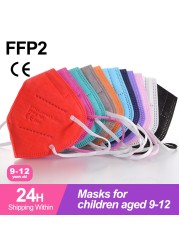 10-50pcs KN95 Mask N95MASK ffp2mask 9-12 years for children ffp2 mascarillas fpp2 niños homologadas negras masques organization ffpp2