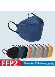 10-100pcs FPP2 Black Mask Kn95 Fish Masks 4 Layers Mascherine FFP2 CE Certificate Reusable FFPP2 Adult Face Mask Masque FFP 2