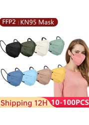 قناع التنفس KN95 Mascarillas ffp2mascarillas المعتمدة FFP2 قناع 5 طبقات قابلة لإعادة الاستخدام أقنعة الوجه FPP2 Mascarillas FP2 أسود KN 95 ffp3