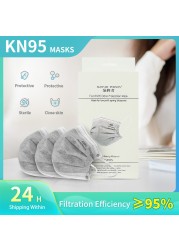 20pcs/box CE KN95 5 Layers Mask Gray Activated Carbon Dustproof Respirator Face Dust Protective Mask FFP2 Korea KN95 Mask