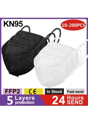 5 Layer FFP2 Mascarillas FFP2 Gay Masks Adult KN95 Black ffp2fan KN95 Mascarillas FPP2 Negras