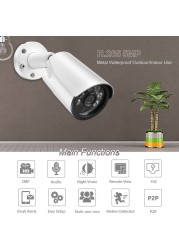 AZISHN Bullet IP Camera 5MP 1/2.7" Sony IMX335 2592x1944P IR Security Audio Recording Outdoor Metal CCTV Surveillance POE