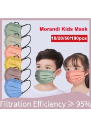 10-200pcs Children's Disposable Masks Morandi 4 Layers Masks Child Safety Protection Mask mascarillas niños Children's Non-woven Masks Mouth Masks