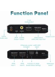 HDMI Compatible Audio Extractor, 2x1 2.0 Switcher 4k60hz Erc Switcher Supports 3D, Arc and Optical Toslink HDR Switcher for PS3