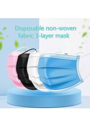 Mouth Masks 3-Layer Anti Dust Disposable Mascarillas 10/50/100 Pcs Non-woven Meltblown Cloth Masks Elastic Ear Loop Face Mask