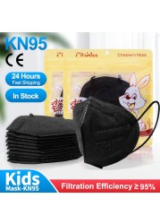 Ffp2mascarillas FPP2 Niños KN95 Masks Kids Masque Enfant Black Reusable 5 Layers Dustproof Protective Face Mask