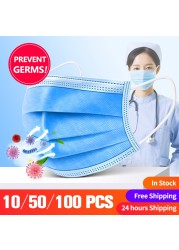 10-500pcs disposable face mask adult mascarillas quiurgicas homology adas 3ply masker dust mask safety masque christmas