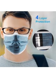 4 Layers Adult Disposable Mask Activated Carbon Mascarillas Quirquejas Homeopathic Mouth Masks Face Filter Mask Christmas